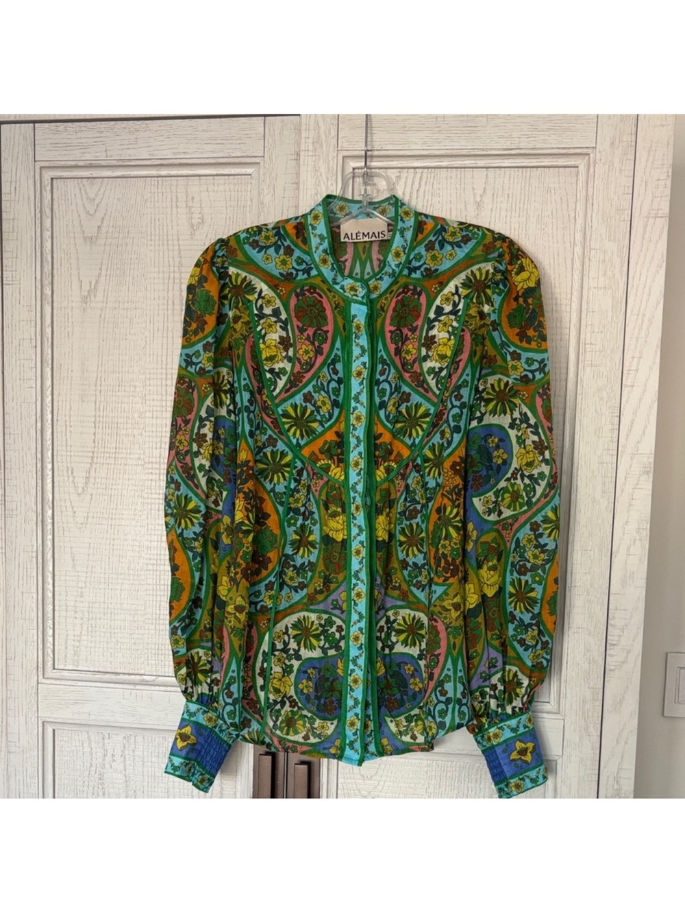 Alemais Multicolor Paisley Floral Print Silk Blouse - Picture 2 of 7